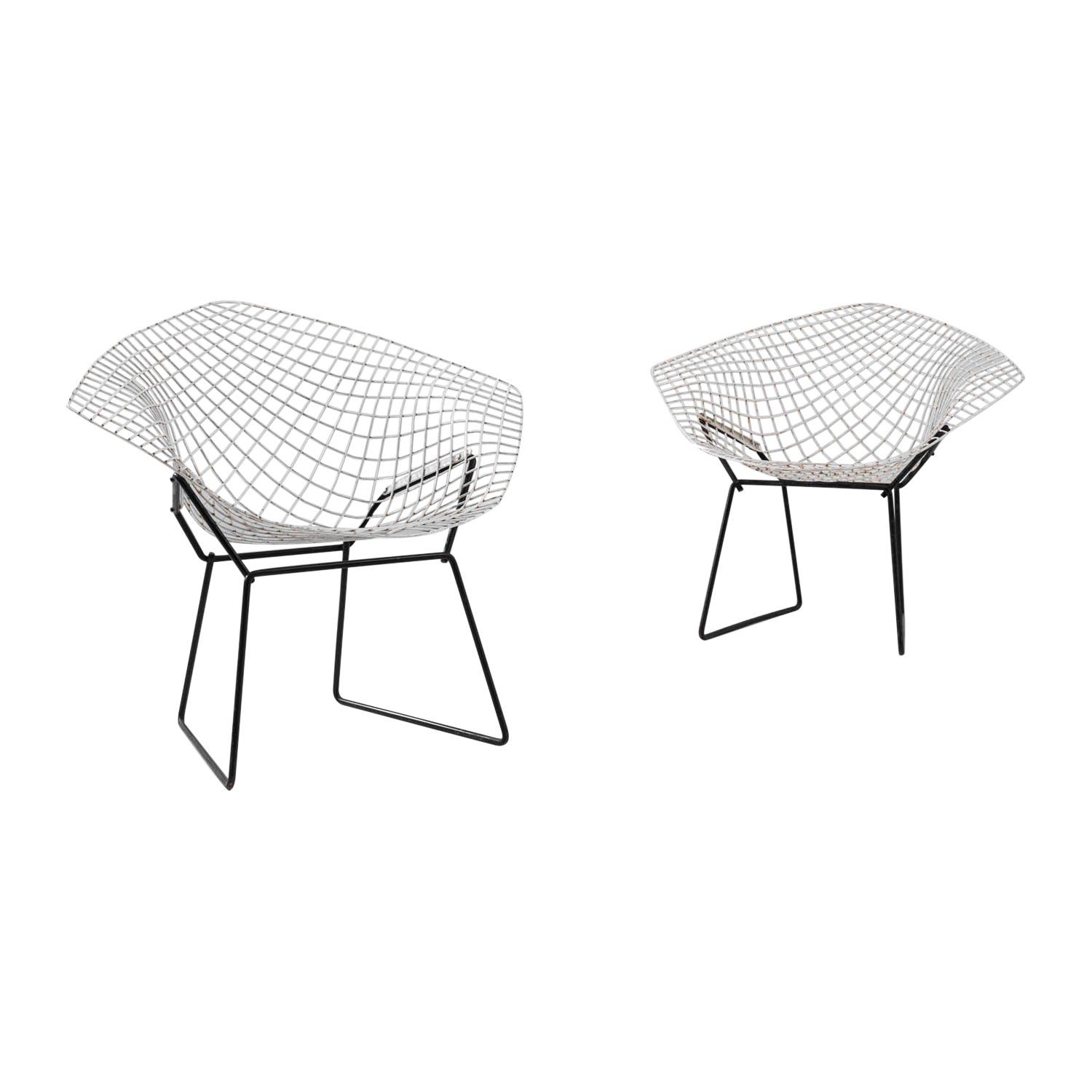 20th Century Italian Metal Chairs Created by H. Bertoia, a Pair  For Sale