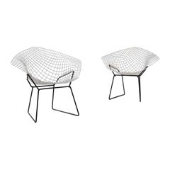 Vintage 20th Century Italian Metal Chairs Created by H. Bertoia, a Pair 