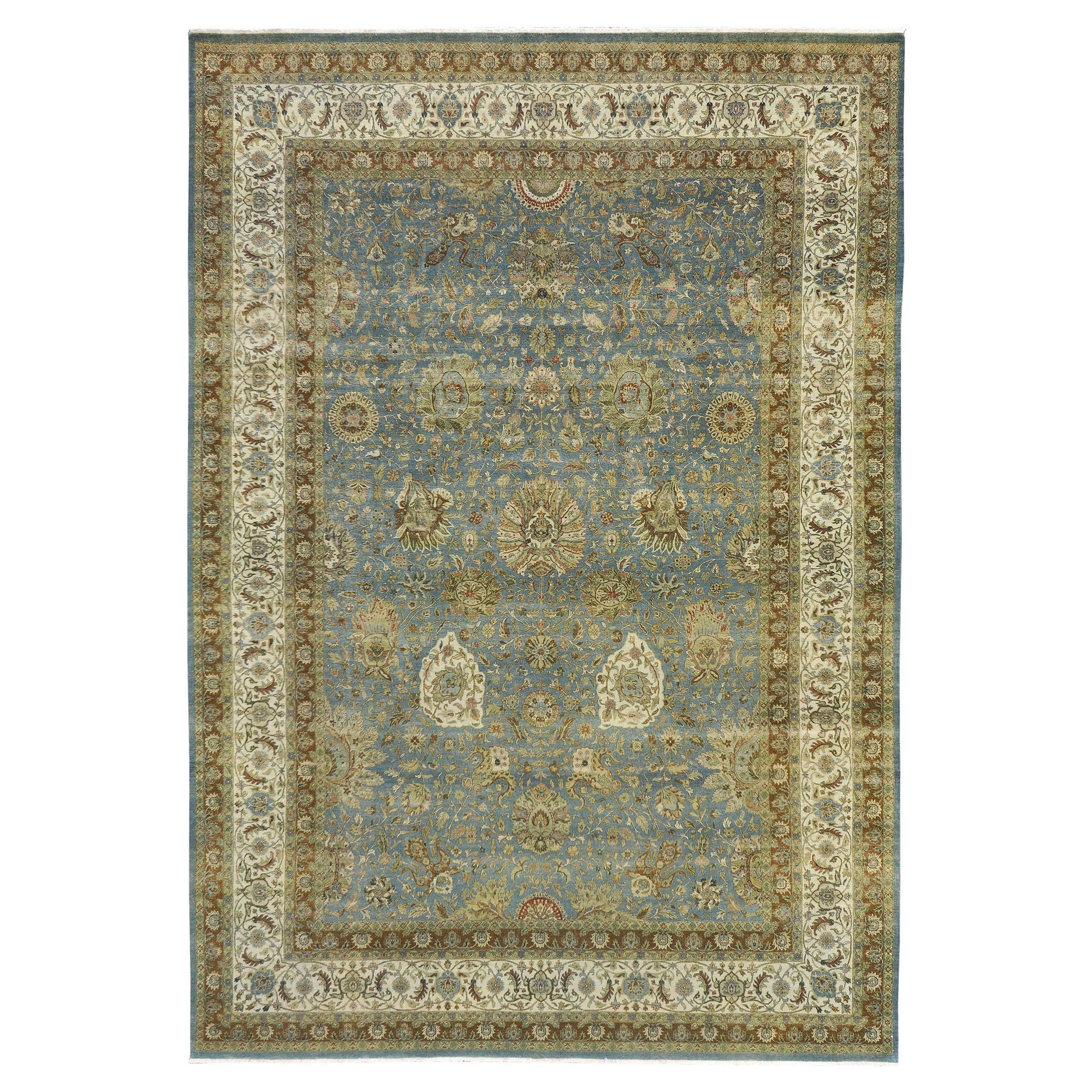 Natural Dye Tabriz Hajijalili Allover Design Rug For Sale