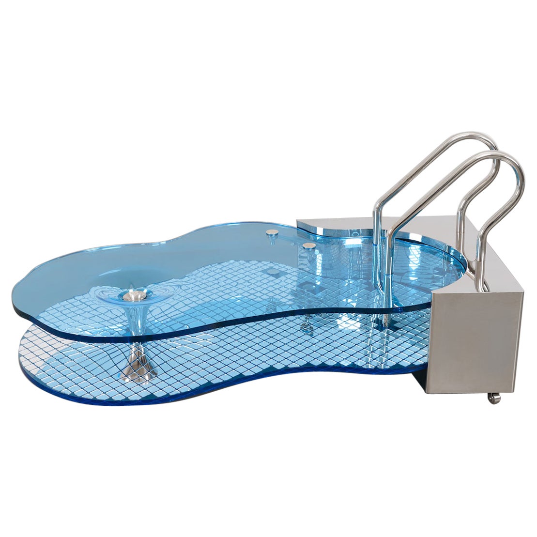 Table basse Multiple Premonitions en acier inoxydable de Cometabolism Studio