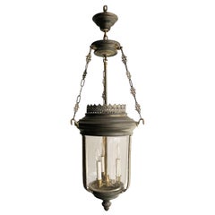Vintage Bronze And Glass Chandelier Lantern 