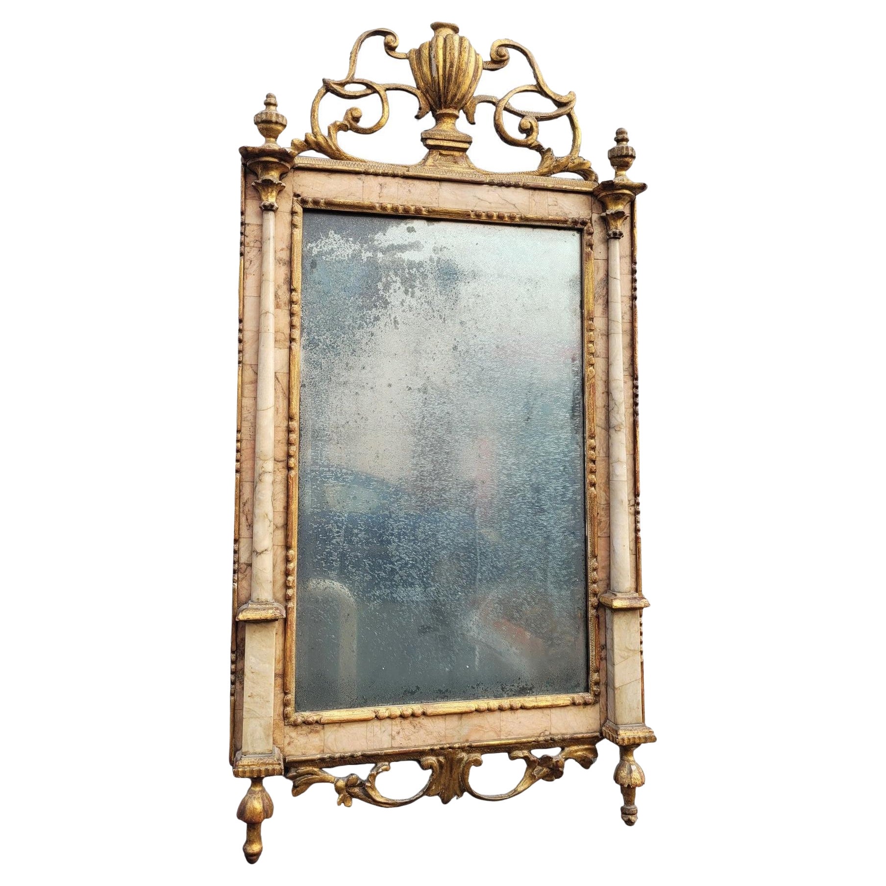 Mirror In Wood And Marble, Italy 19th Century