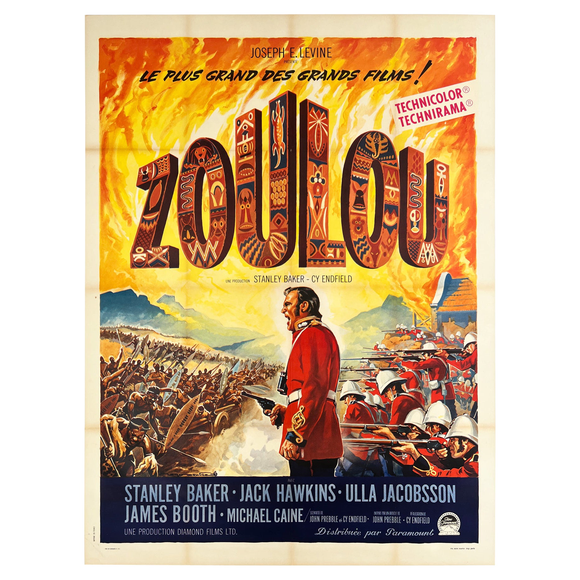 Affiche française du grand film Zulu, 1964. Roger Soubie