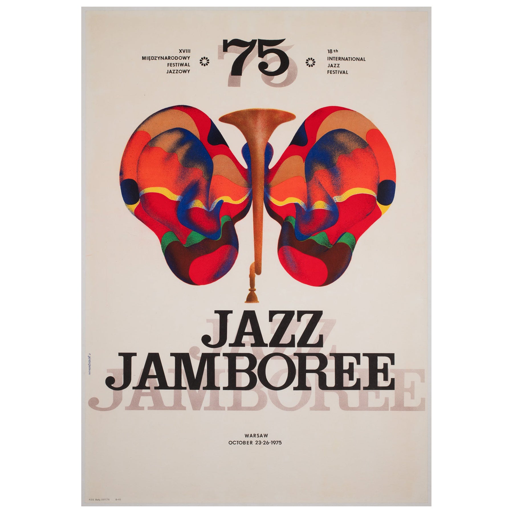 Jazz Jamboree 1975 Polish Music Festival Poster, Jedrzejkowski For Sale