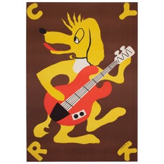 Cyrk Guitar Playing Dog 1970 Polish Circus Poster, Jerzy Treutler