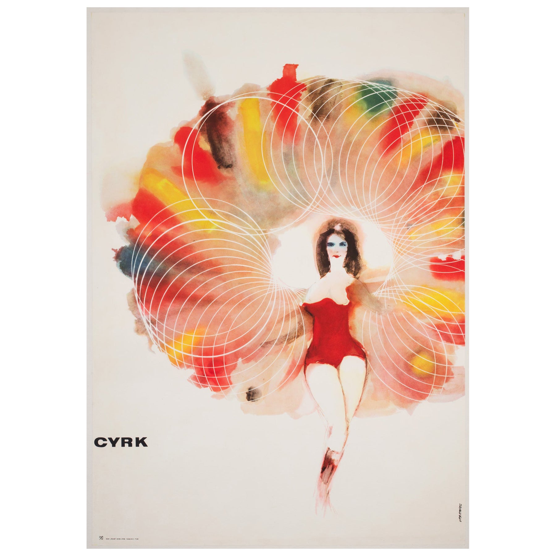 Cyrk Woman Juggler 1968 Polish Circus Poster, Maciej Urbaniec For Sale