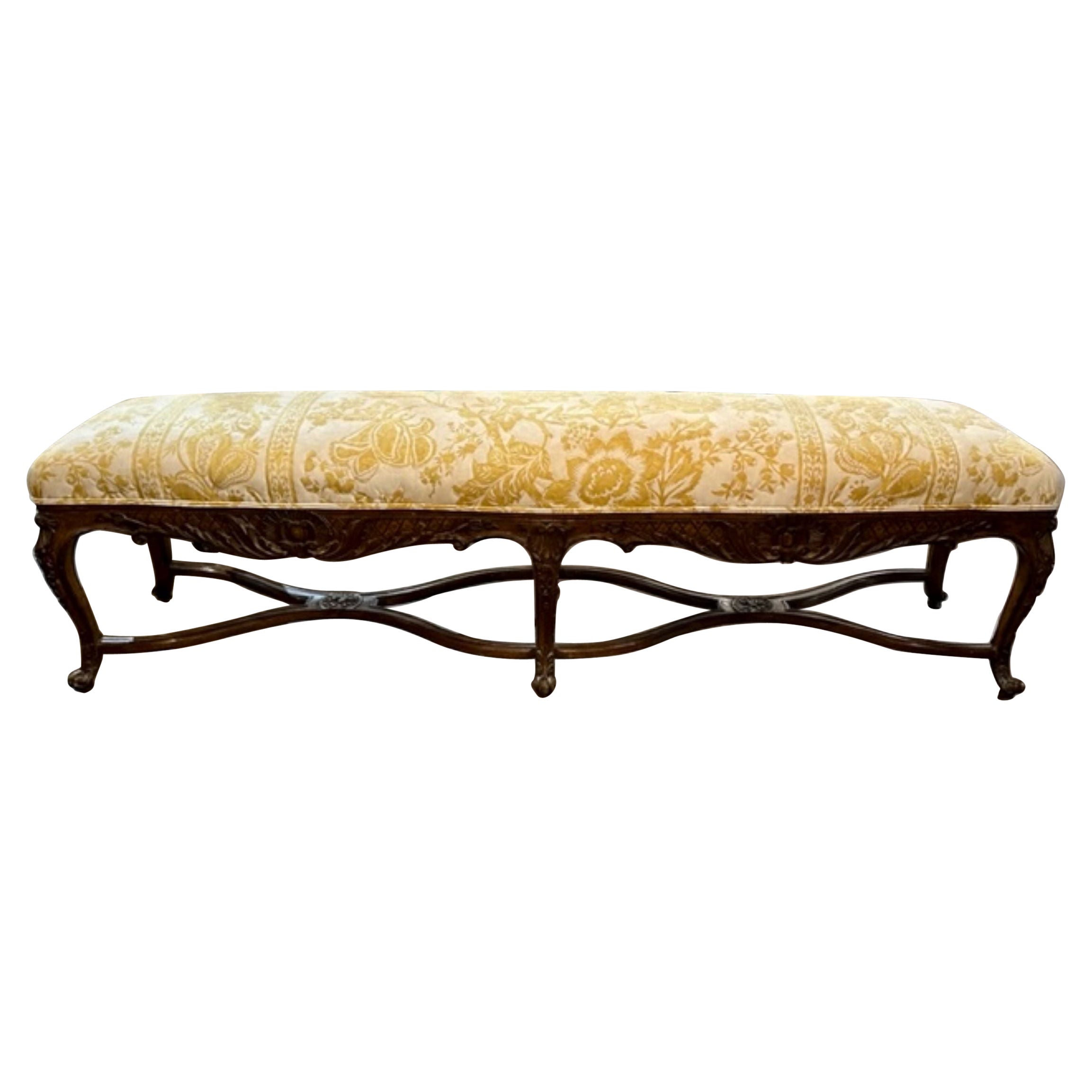 19th Century French Regence Carved Oak Bench