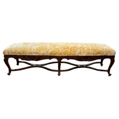 19th Century French Regence Carved Oak Bench