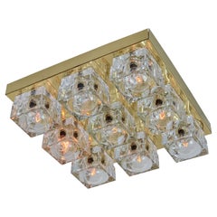 1970s  Sciolari  9 Thick Glass Cube Flush Mount for Lightolier , USA 