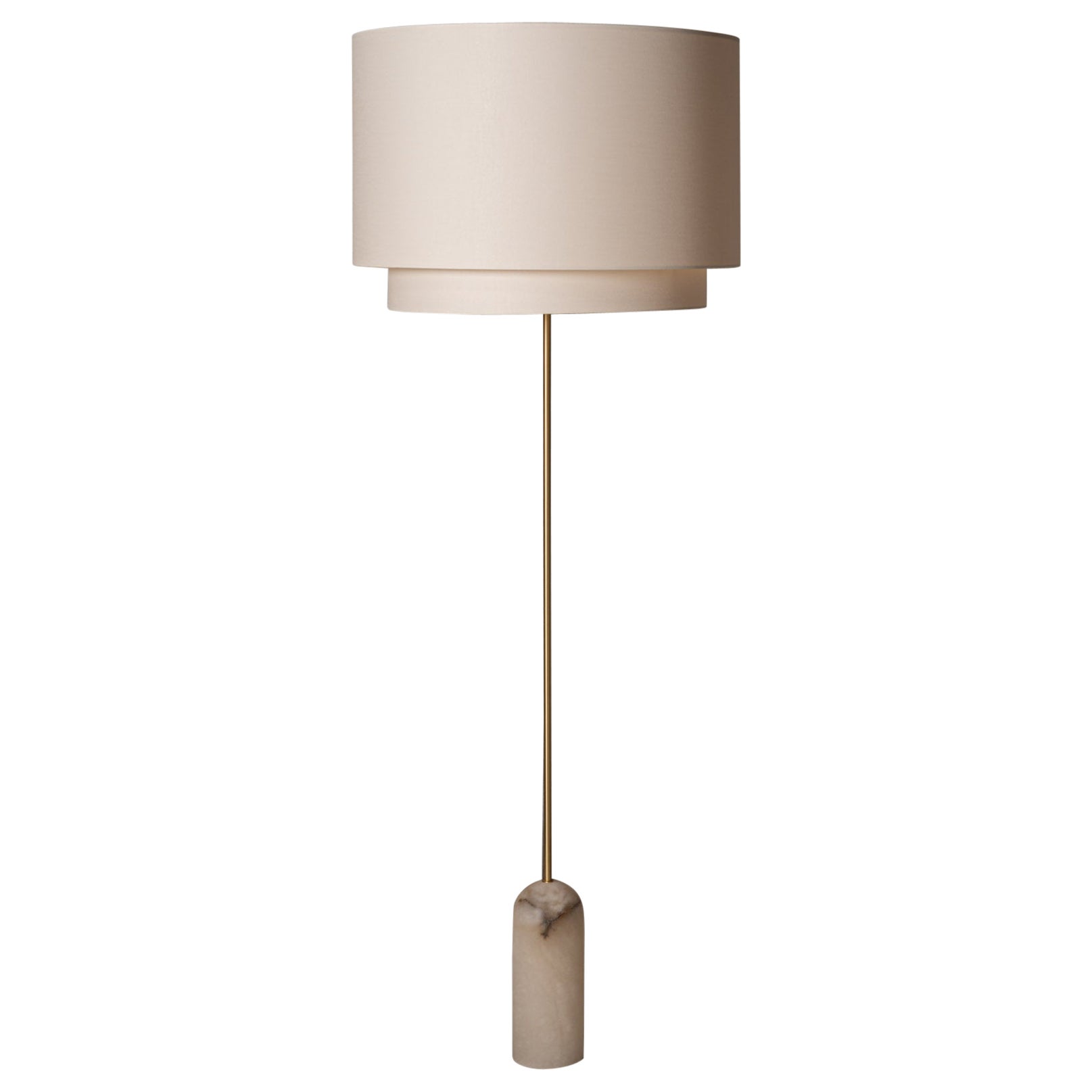 Pendolo Duoblo White Alabaster Floor Lamp by Simone & Marcel For Sale