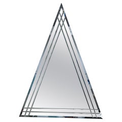 Vintage Big Triangular Wall Mounted Mirror with Beveled Decoration