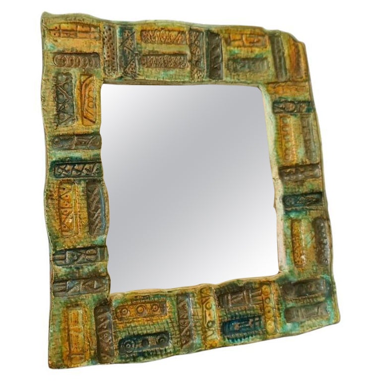 ceramic mirror circa 1960 in style "LES ARGONAUTES" VALLAURIS 