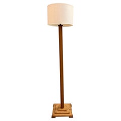 Art Deco blond solid oak floor lamp  / 20's antique floor lamp