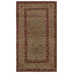 Tapis ancien d'Agra à motifs géométriques en Brown et Red, de Rug & Kilim