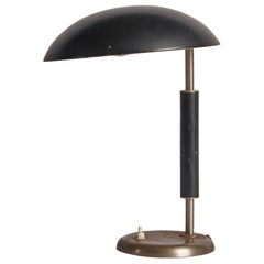 Vintage Swedish Designer, Table Lamp, Steel, Wood, Metal, Sweden, 1930s