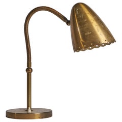 Danish Designer, Adjustable Table Lamp, Brass, Denmark, 1940s