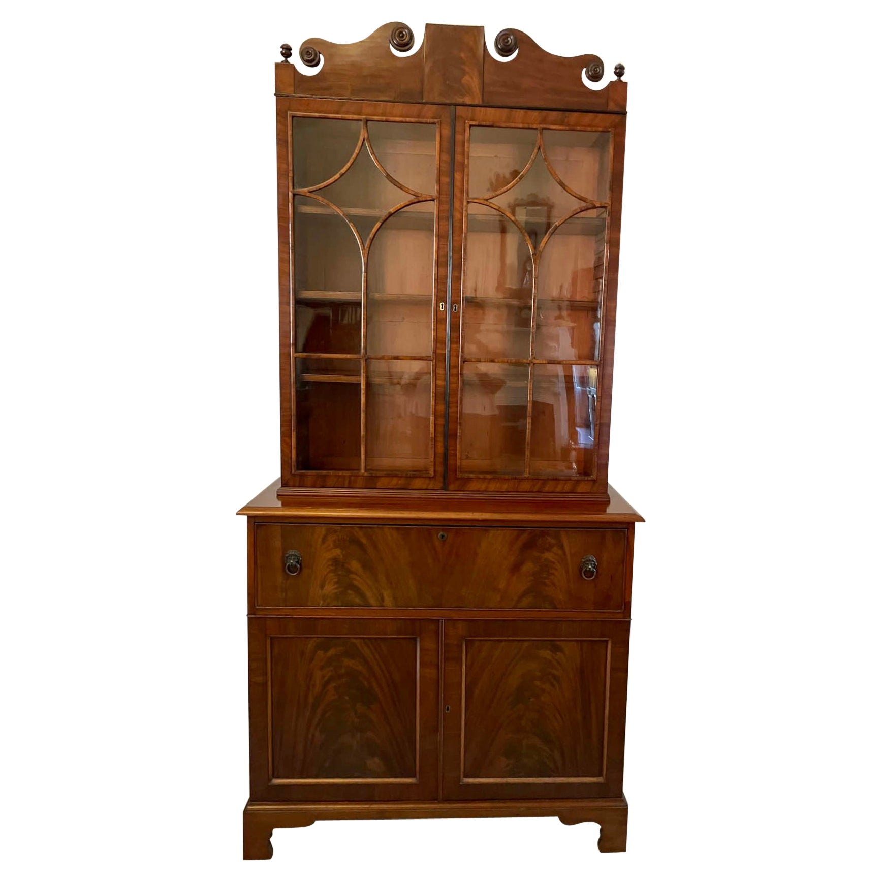 Outstanding Quality Antique Regency Mahogany Secretaire Bookcase 