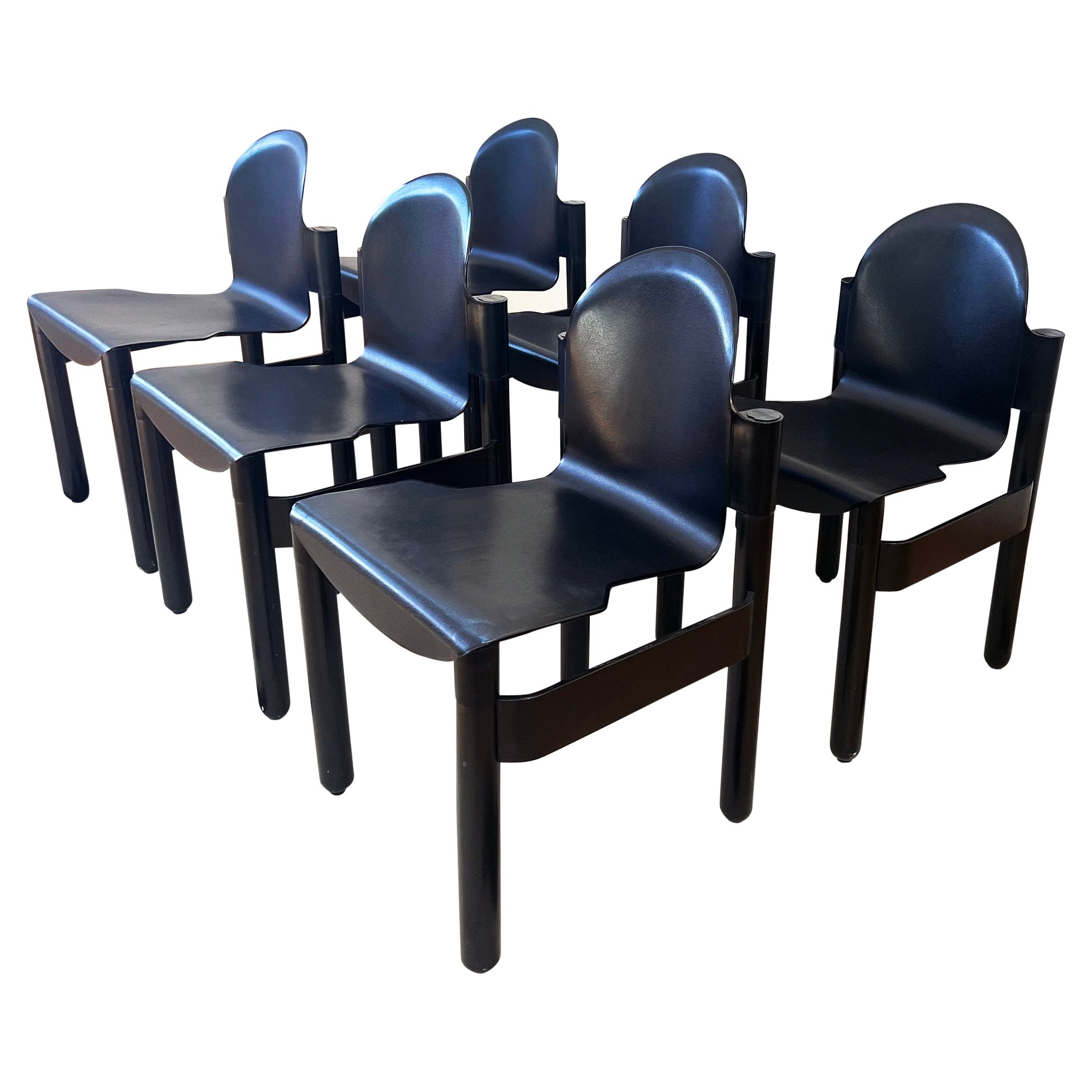 Postmodern 1980s Flex 2000 Stacking Chairs by Gerd Lange for Thonet, Solid Black For Sale