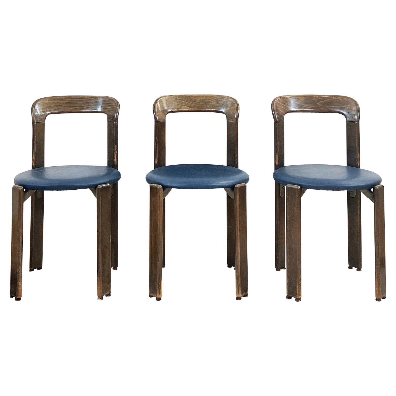 1970s Postmodern Stackable Dining Chairs by Bruno Rey for Dietiker, Set of 3