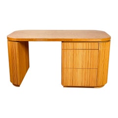 Pencil Reed Executive Desk in the Style of Karl Springer, USA 1970's