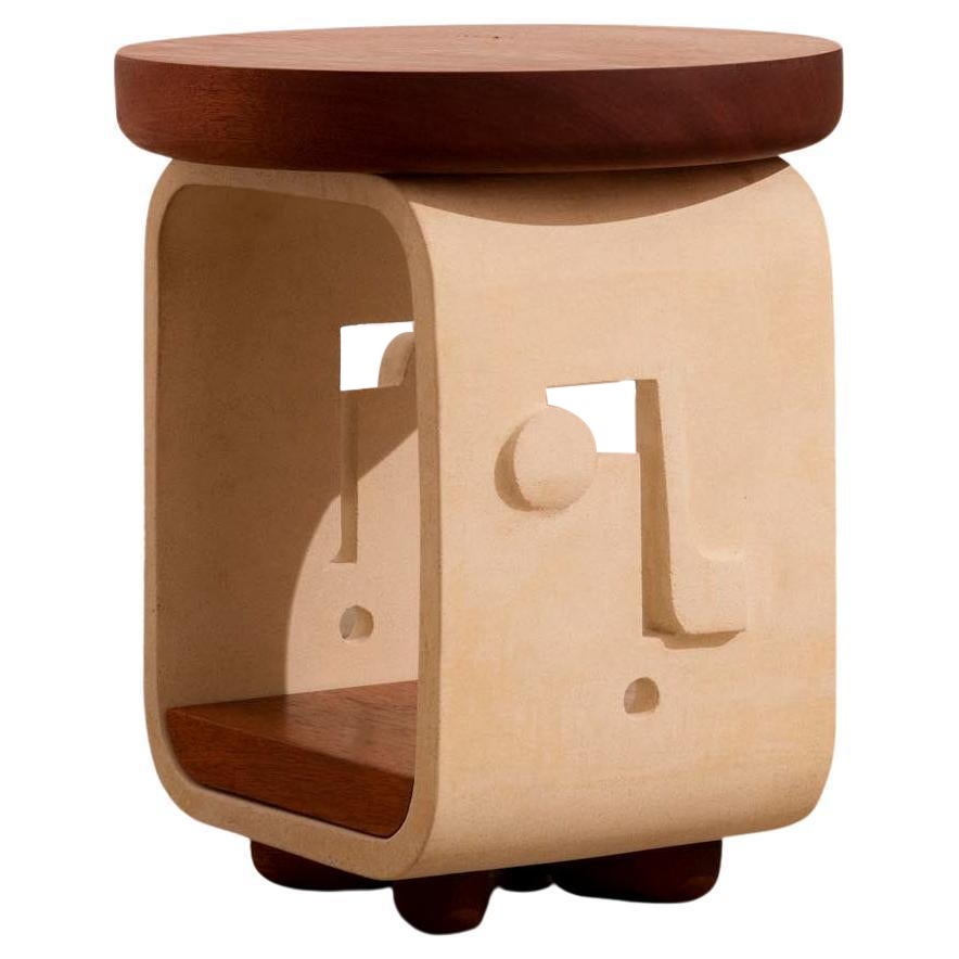 Piscina Mini Reader Side Table in Unglazed Ceramic and Sapele  For Sale