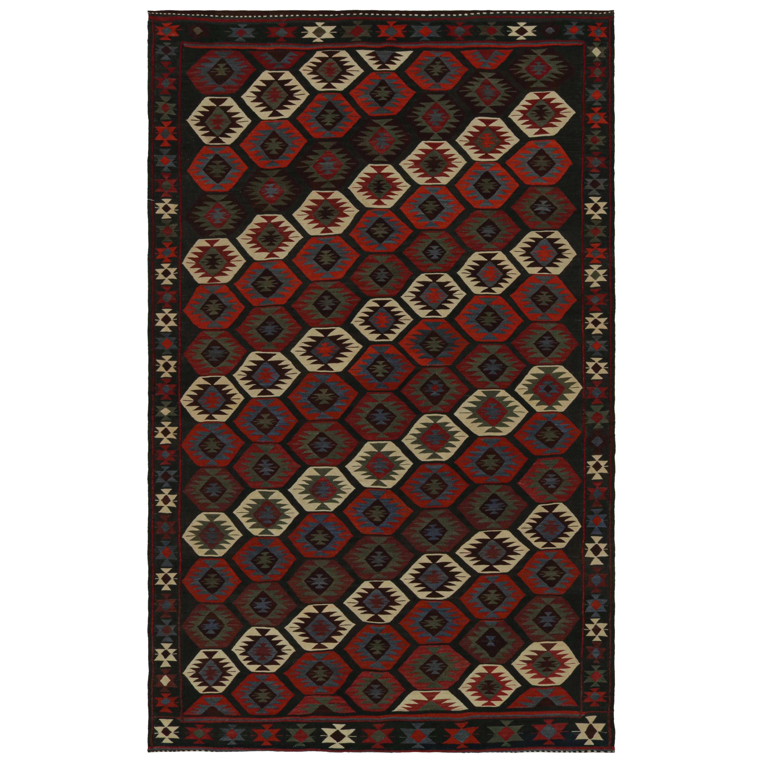 Vintage Afghan Tribal Kilim with Red & Blue Geometric Patterns, from Rug & Kilim