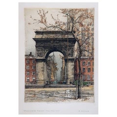 Vintage Robert Kasimir Austrian Artist - Aquatint of New York "Washington Arch"