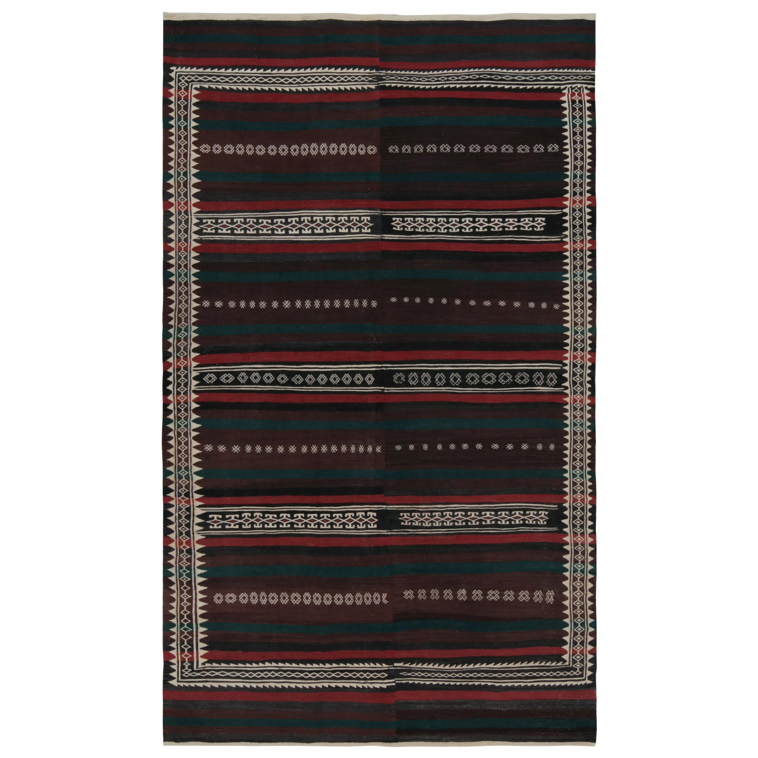 Vintage Afghan Tribal Kilim with Red-Brown Geometric Patterns, from Rug & Kilim For Sale