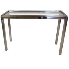 Mid-Century Brass and Chrome Console Table in the Style of Romeo Rega