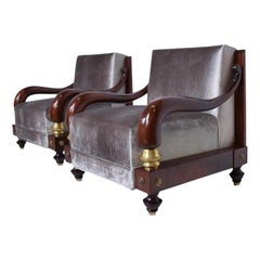 1950s Octavio Vidales Regal Mahogany Armchairs Mexico City