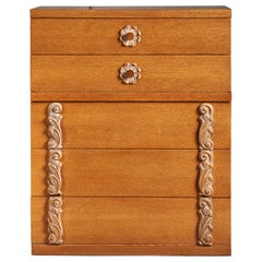 Antique American Designer, Chest of Drawers, Oak, USA, 1940s