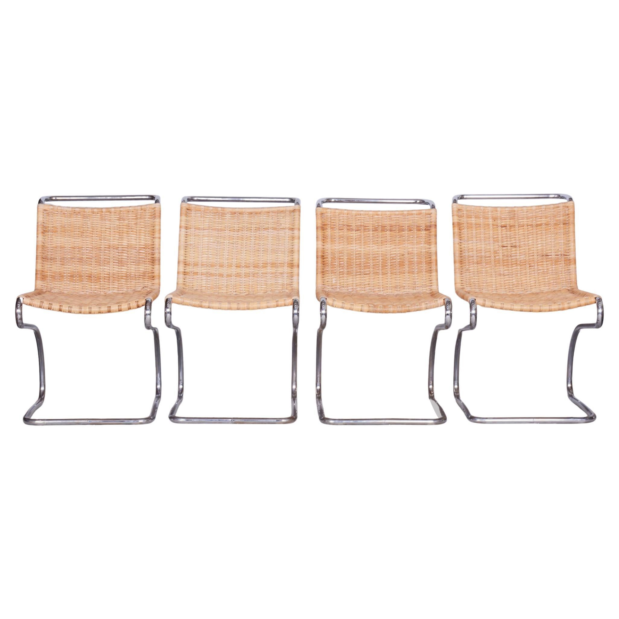 Restored Bauhaus Set of Chairs, J. Halabala, UP Zavody, Chrome, Czechia, 1930s For Sale
