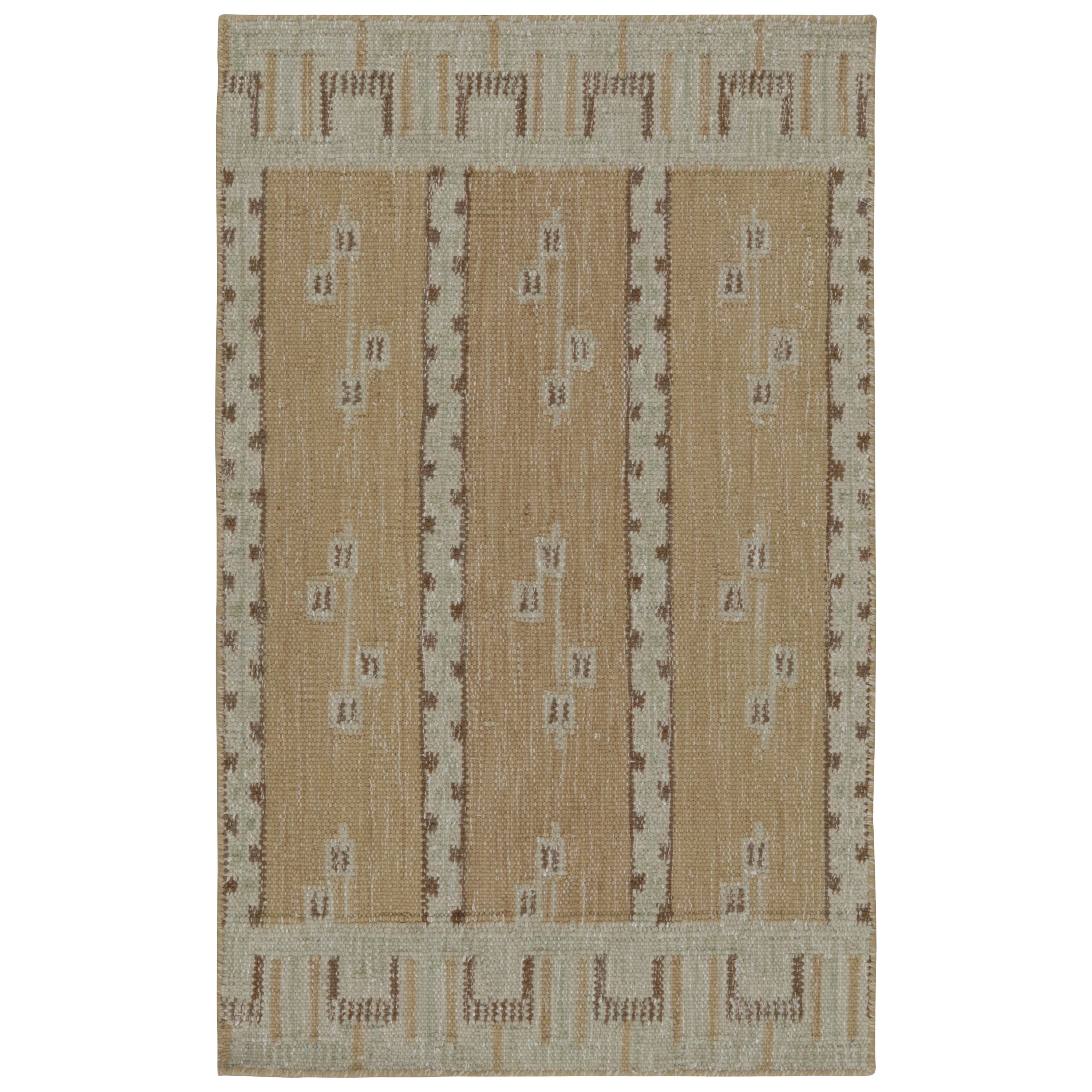 Rug & Kilim’s Scandinavian Style Kilim Rug in Brown with Geometric Patterns For Sale
