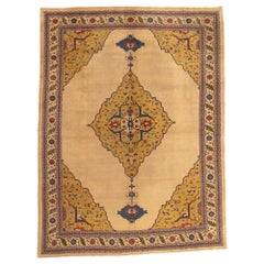 1880s Antique Indian Agra Rug, Art Deco Style Meets Traditional Elegance