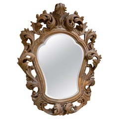 Italian pine carved framed beveled mirror