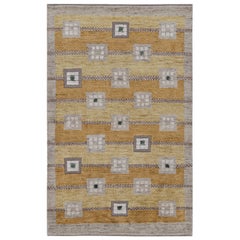 Rug & Kilim’s Scandinavian Style Rug in Gold, Brown & Grey Geometric Patterns