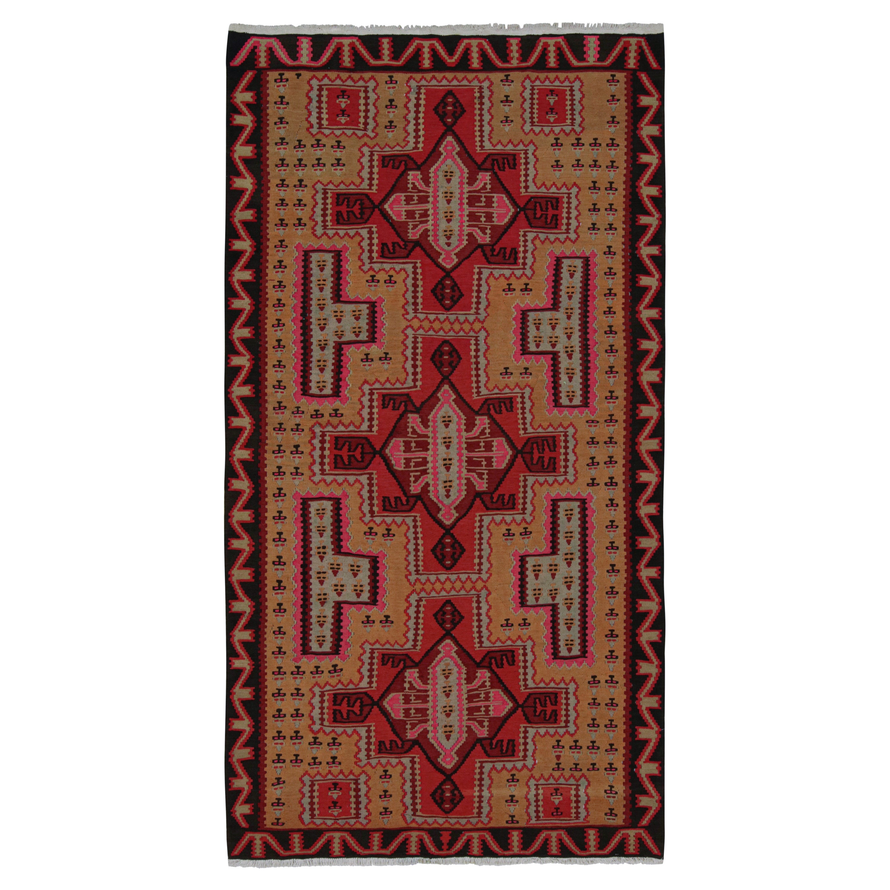 Vintage Persian Kilim with Red Medallions on a Gold Field, from Rug & Kilim For Sale