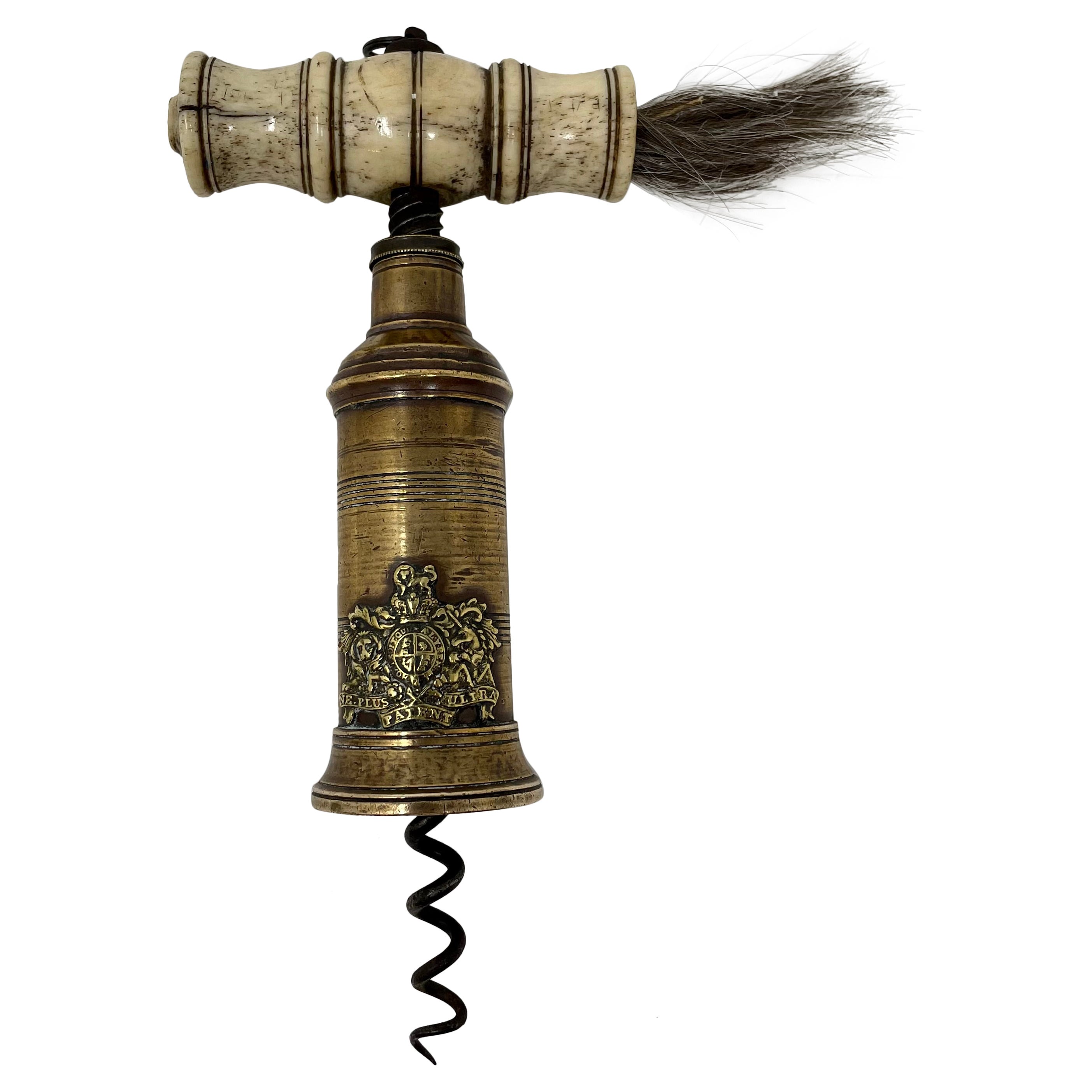 Antique English Mid-19th Century "Thomason" Design Ox Bone Handle Corkscrew. For Sale
