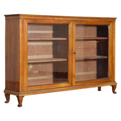 Italian, Veneto, Neoclassic, Light Walnut 2-Door Glass Front Bookcase, ca. 1800