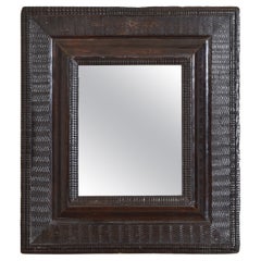 Italian, Lombardia, Small Ebonized Walnut Guilloche Mirror, mid 17th century