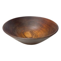Gran cuenco artístico de madera de teca torneada, moderno de mediados de siglo, firmado por Bob Stocksdale