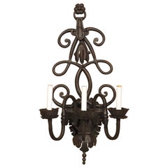 Ornate Wrought Iron 3 Light Sconce in the Spanish Style