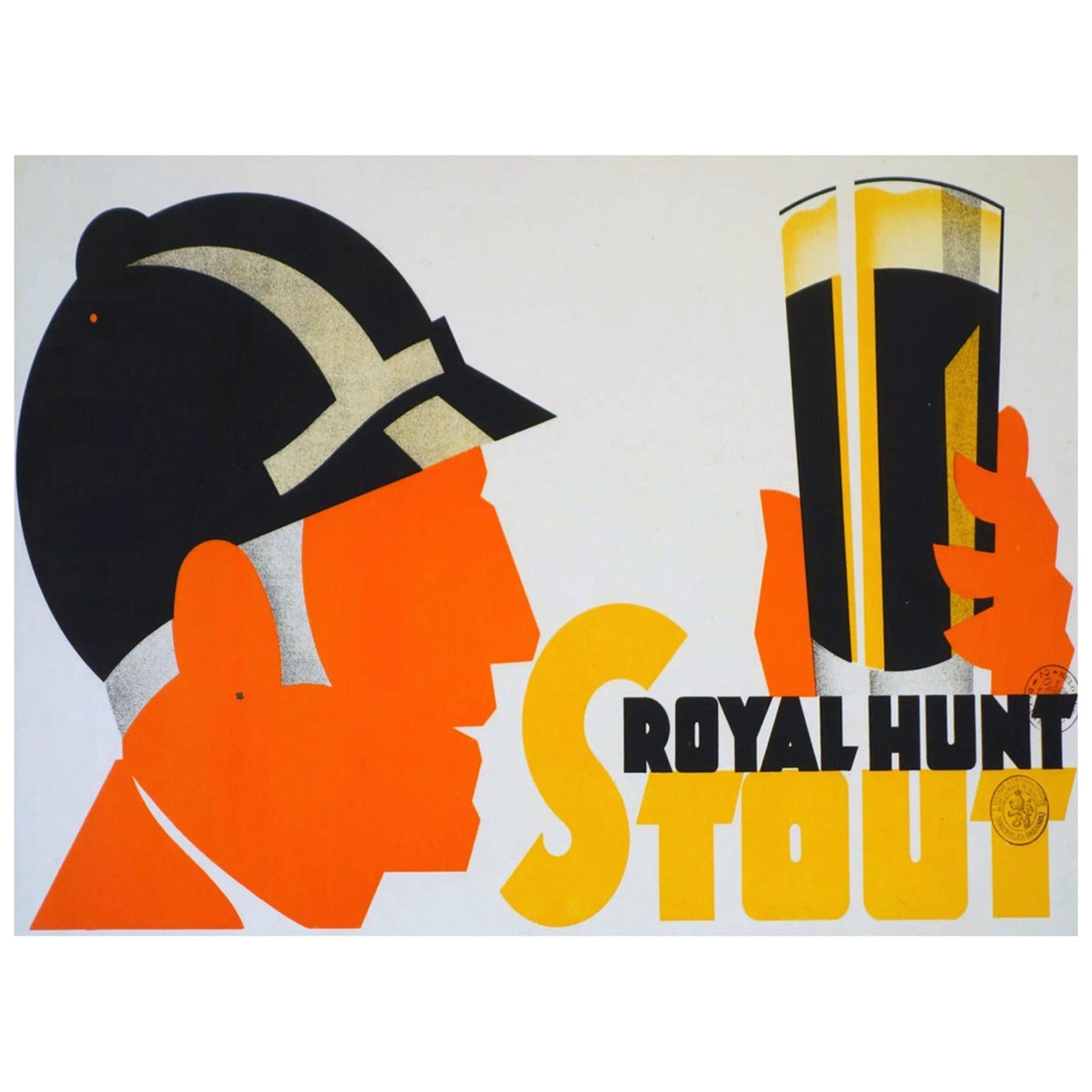 Affiche vintage d'origine Royal Hunt Stout de 1930 en vente