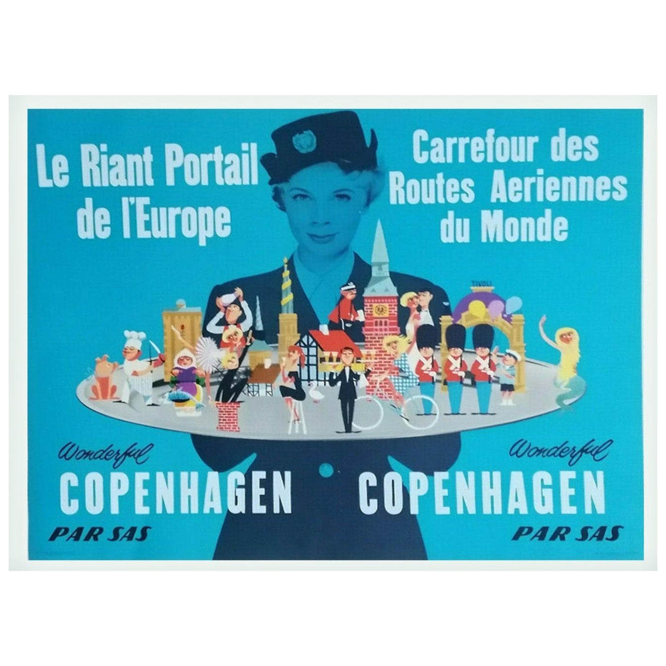 1956 SAS - Wonderful Copenhagen Original Vintage Poster For Sale