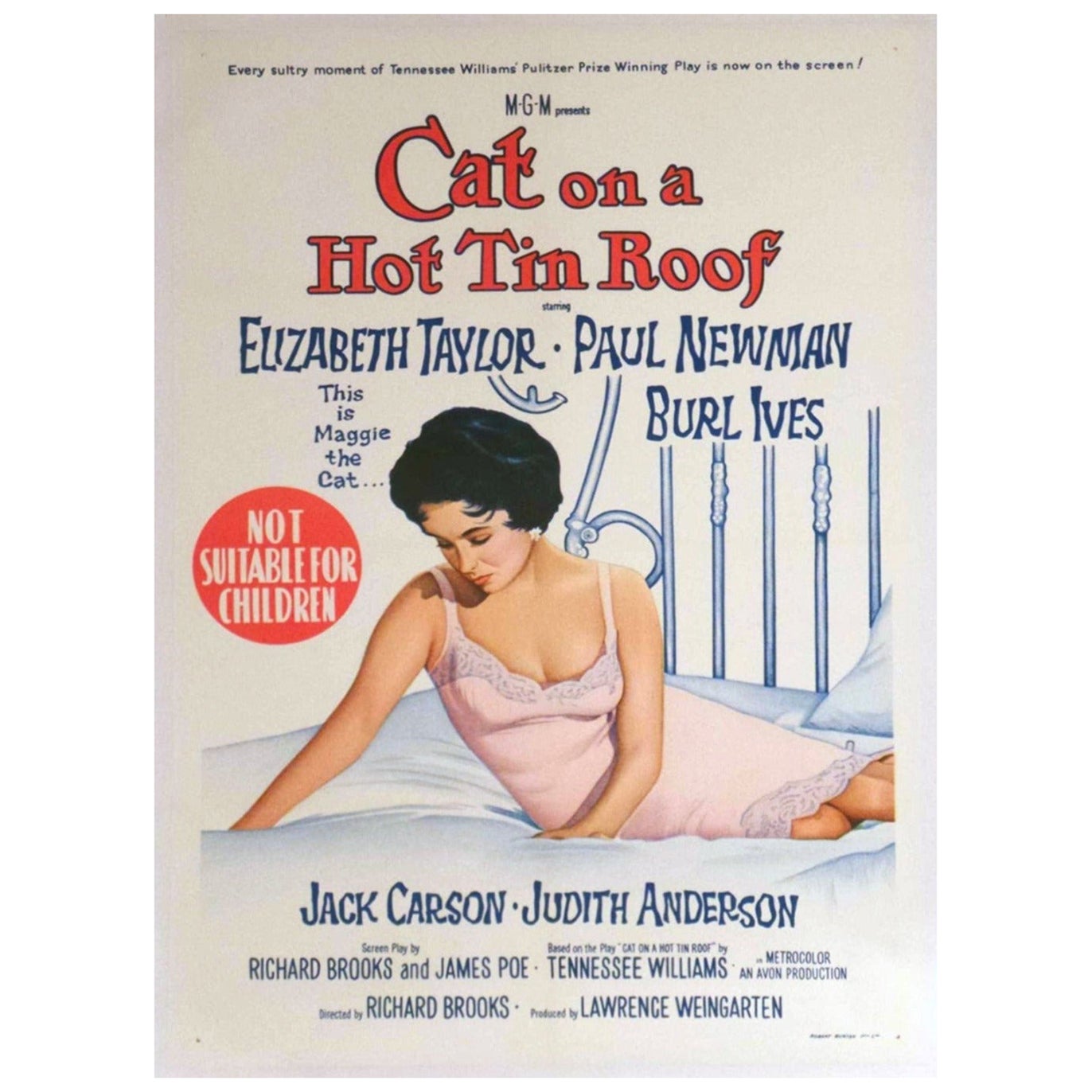 1958 Cat on a Hot Tin Roof Original Vintage Poster For Sale