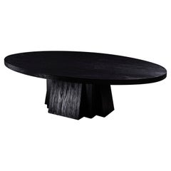 Daido Oval Solid Black Oak Coffee Table 