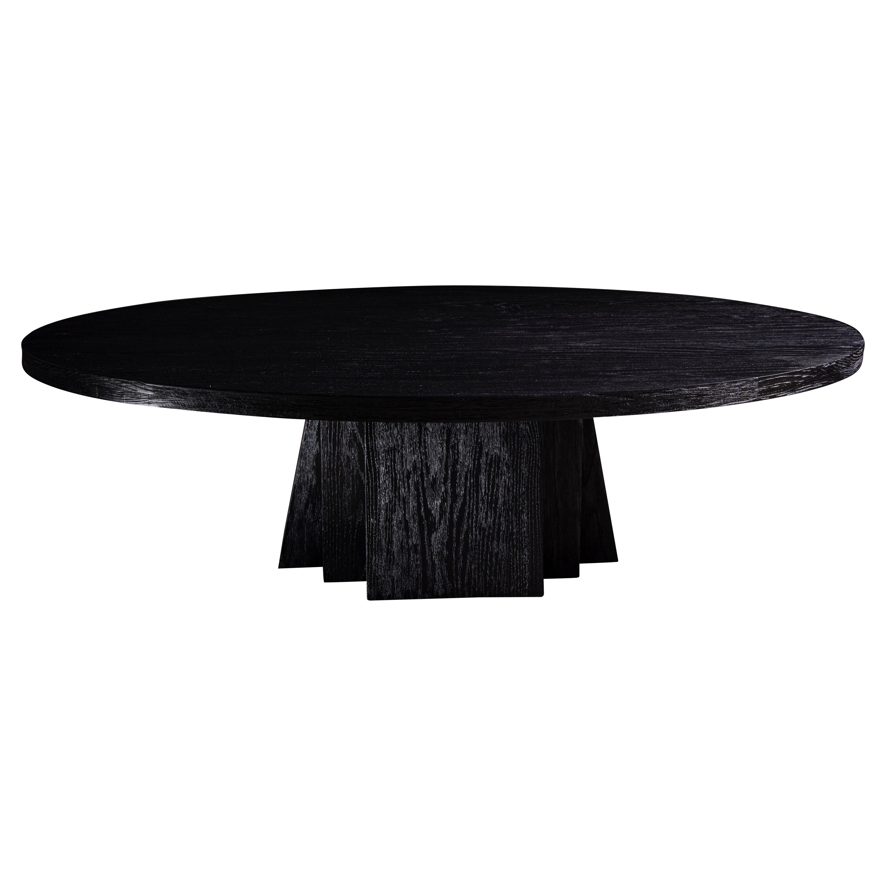 Daido Solid Black Oak Dining Table  For Sale