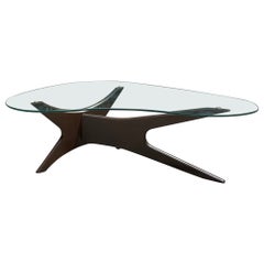 Adrian Pearsall "Jacks" Coffee Table with Sculpted Walnut Base Mid-Century