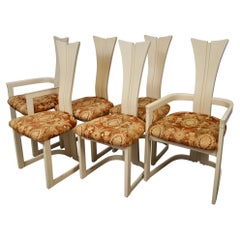 1970's Postmodern Art Deco Italian Lacquered Dining Chairs - Set of Six