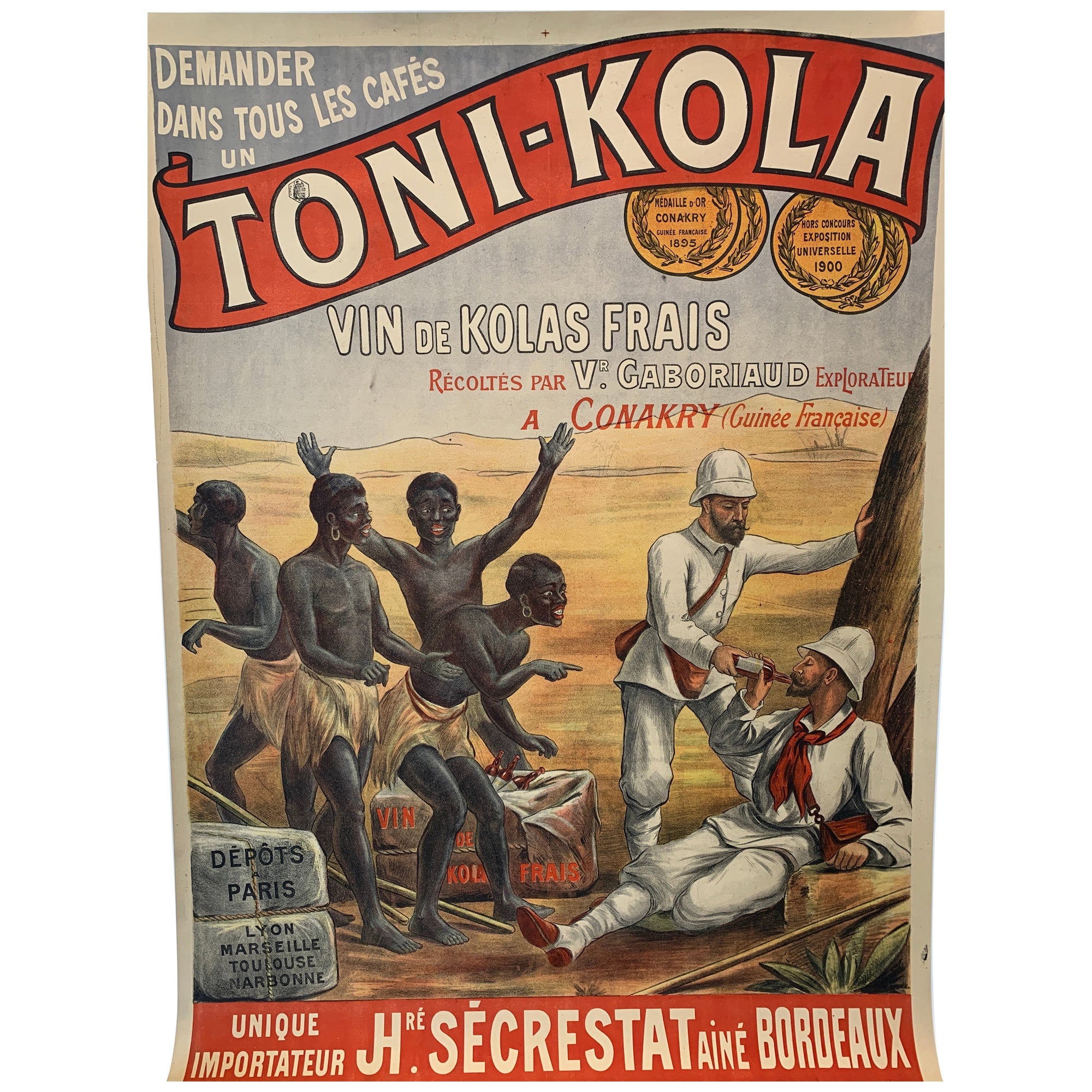 'Toni-Kola', Original Antique Early 19th Century Colonial Propaganda Poster For Sale